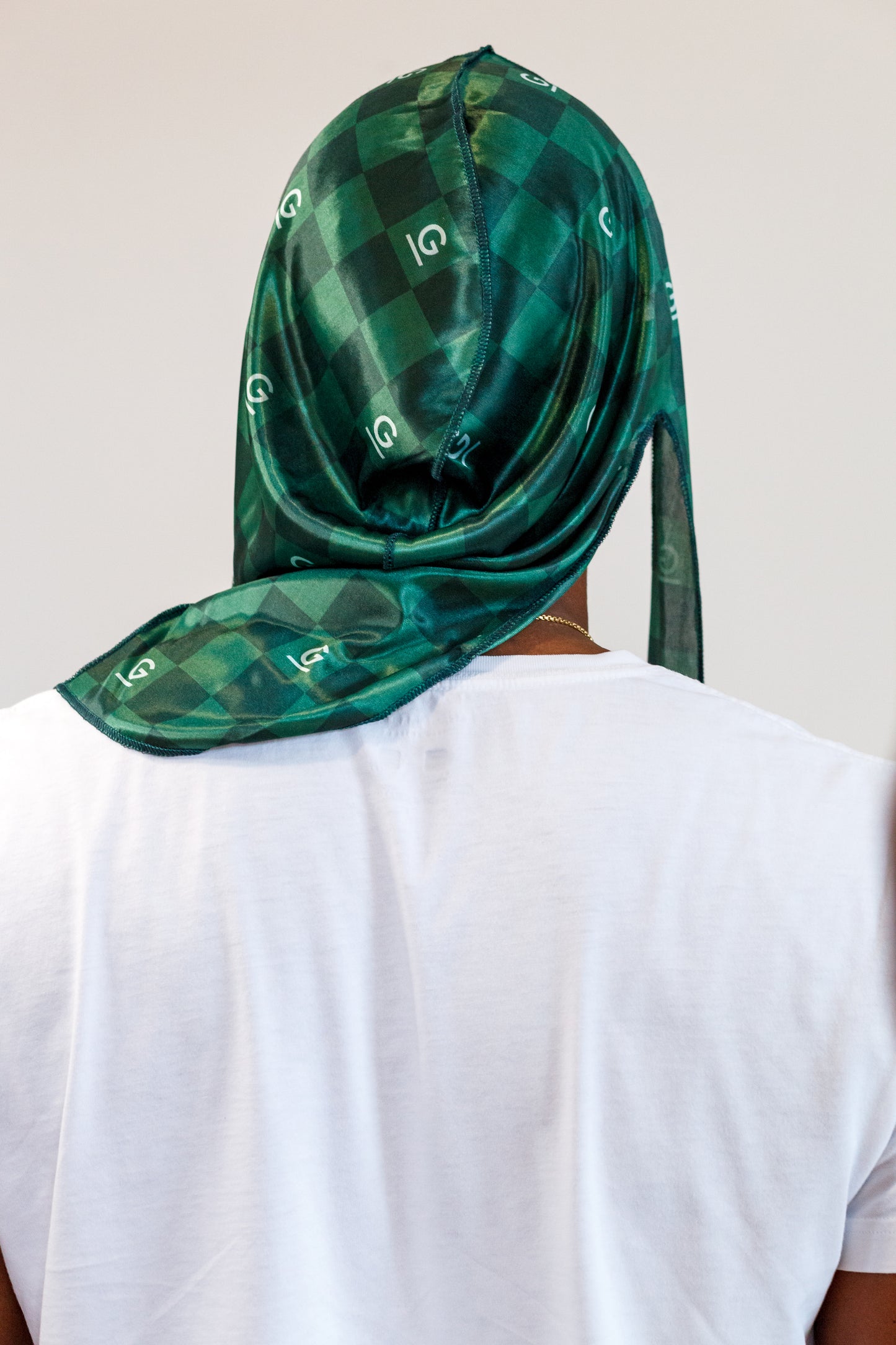 Glory By Us durag with custom Glory imprint and design. back view